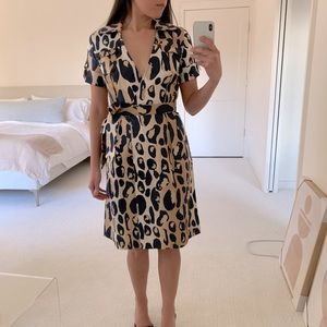 DVF silk leopard wrap dress